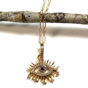 Evil Eye Necklace, Hamsa, Protection, Minimalist